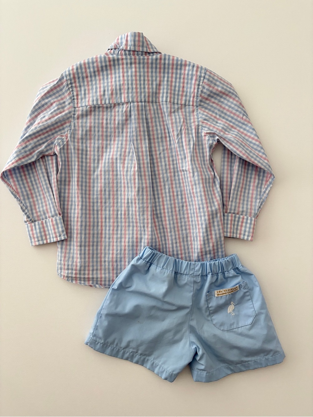 Beaufort Bonnet Boys Button-Down Plaid Shirt with Light Blue Play Shorts - Picture 3 of 8